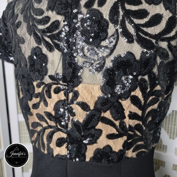 Alex Evenings Black Petite Short Empire Waist Sequin Bodice Sheath Dress 12P - Picture 10 of 16